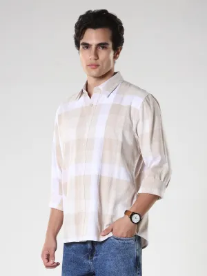 Amabel - Checkered Regular fit Shirt - Beige