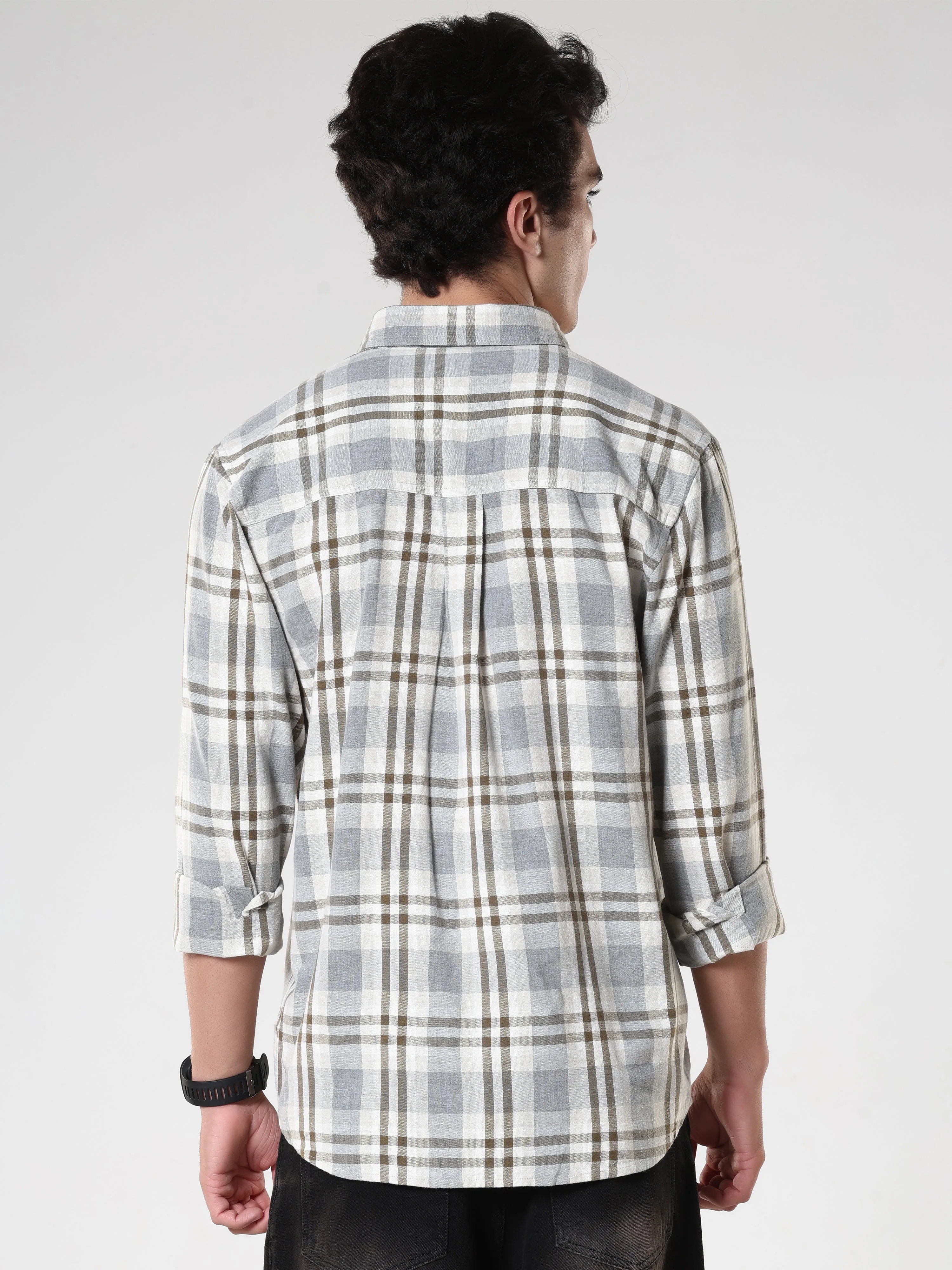Amabel - Checkered Regular fit Shirt - Olive