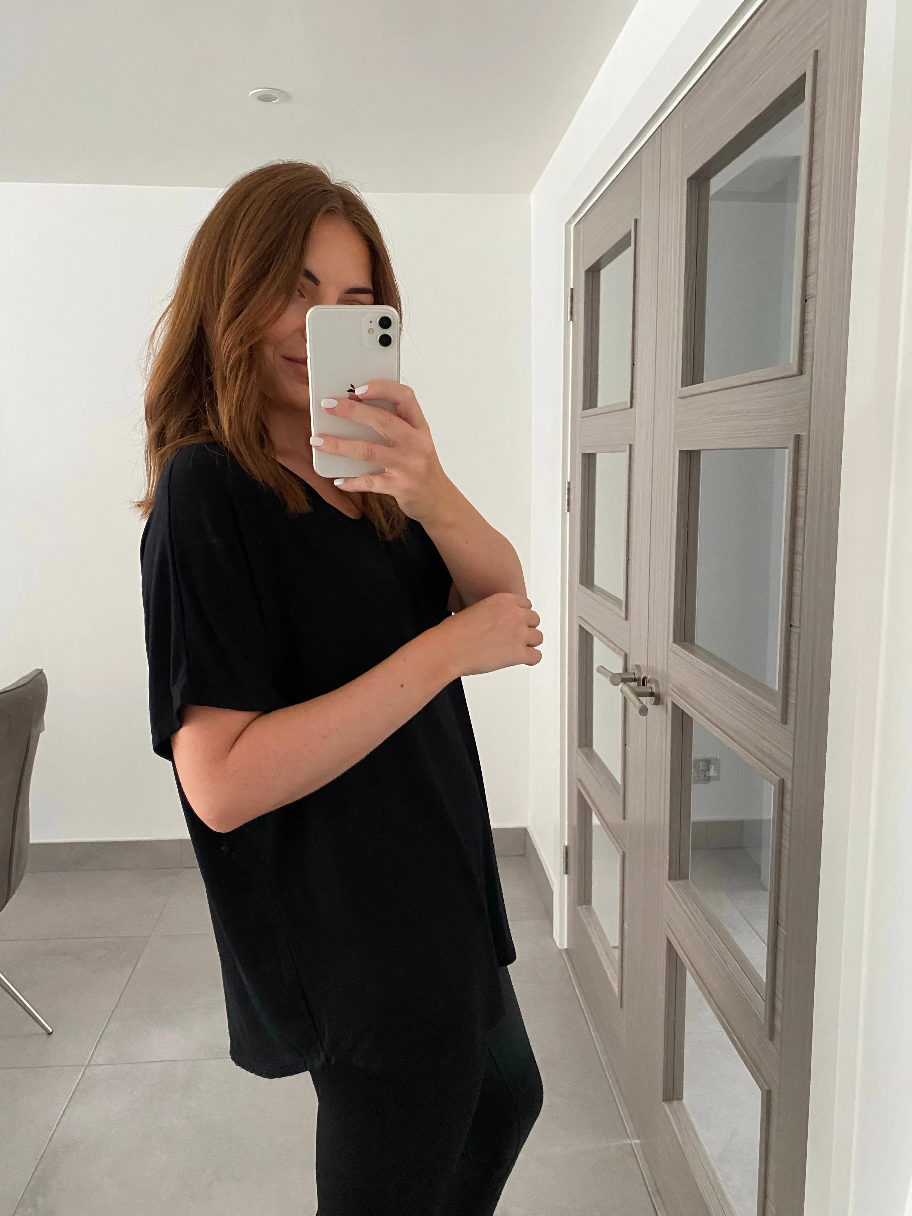 Basic V Neck T Shirt  - Black