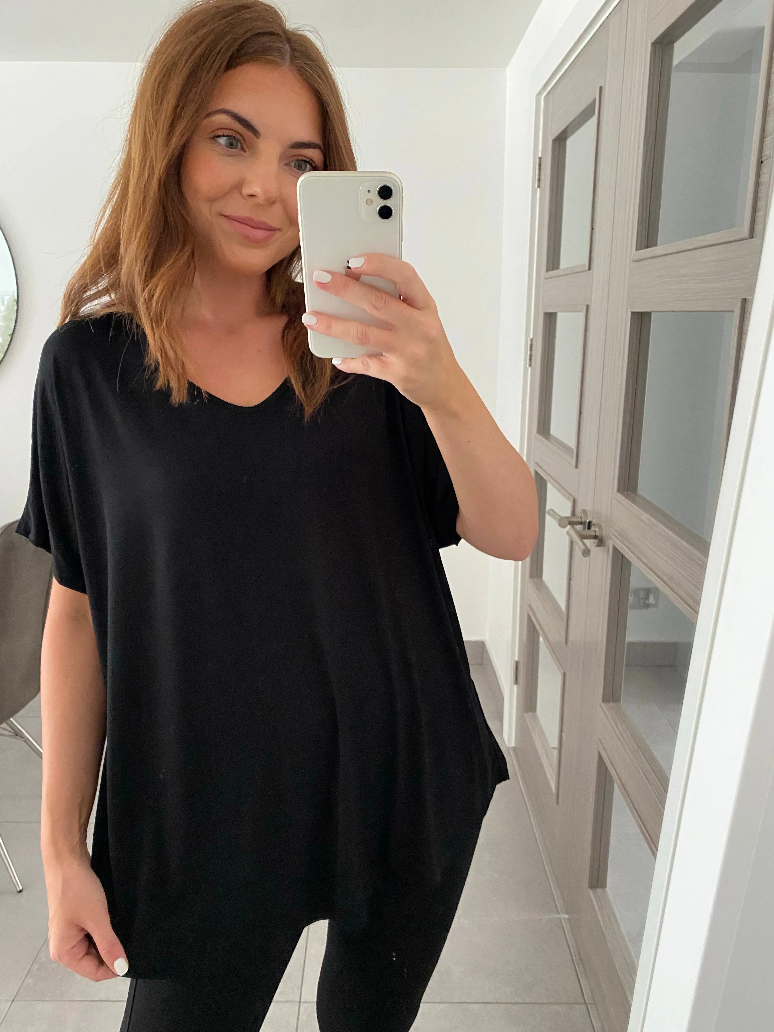 Basic V Neck T Shirt  - Black