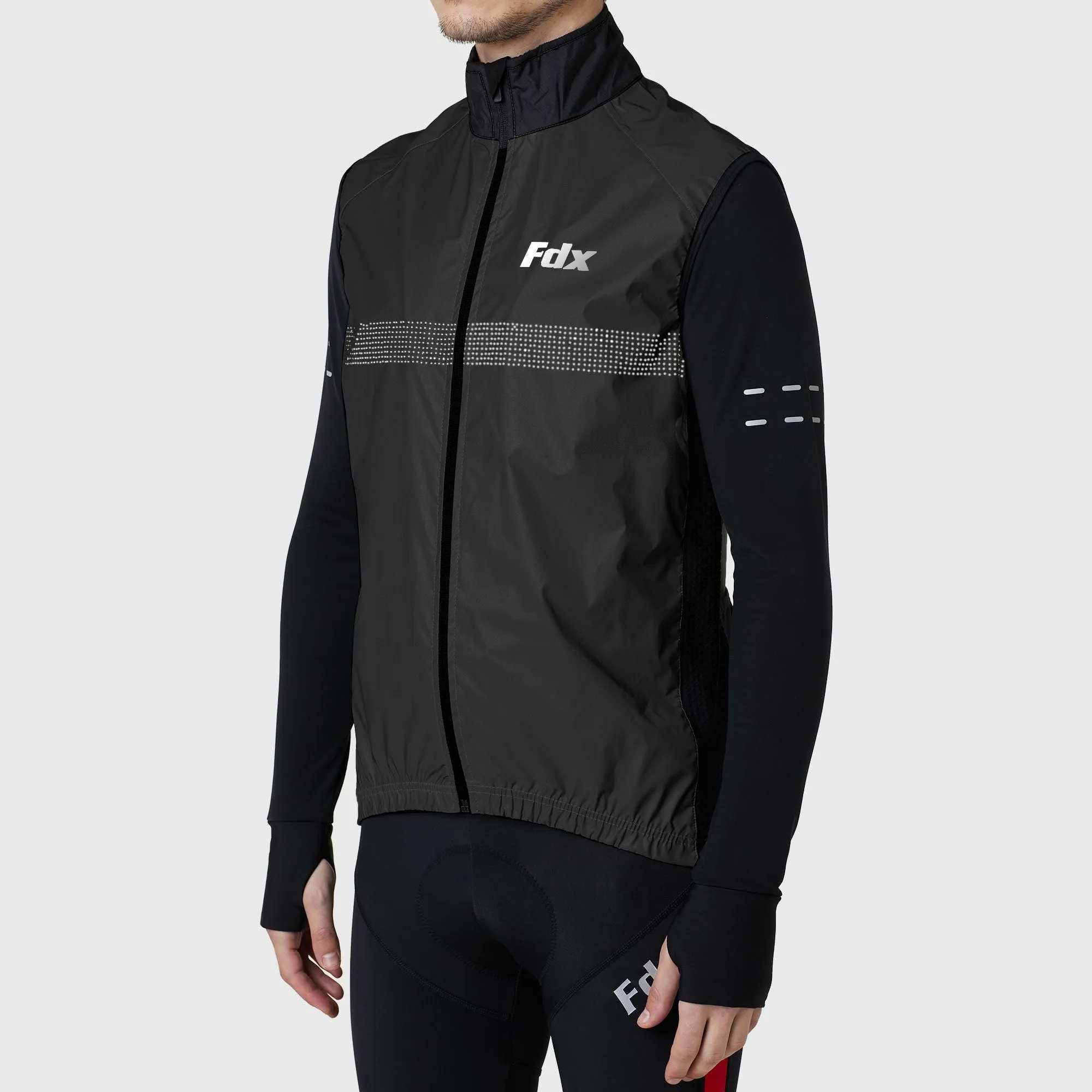 Fdx 360 Hi-Vis Reflective Black Men's Gilet for Cycling & Running
