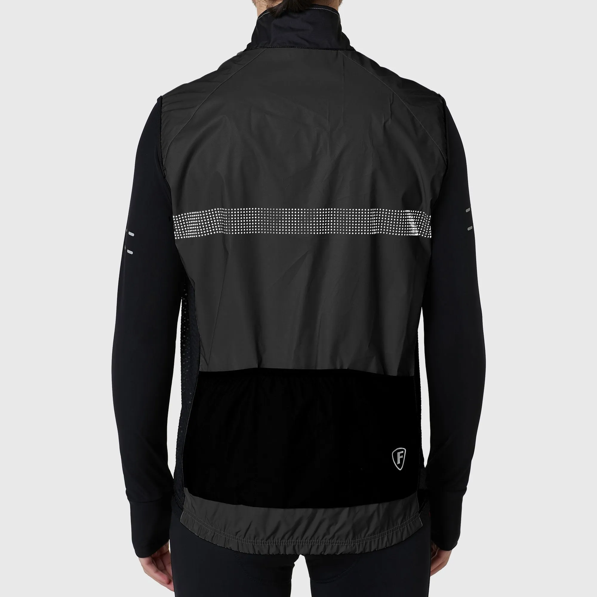 Fdx 360 Hi-Vis Reflective Black Men's Gilet for Cycling & Running