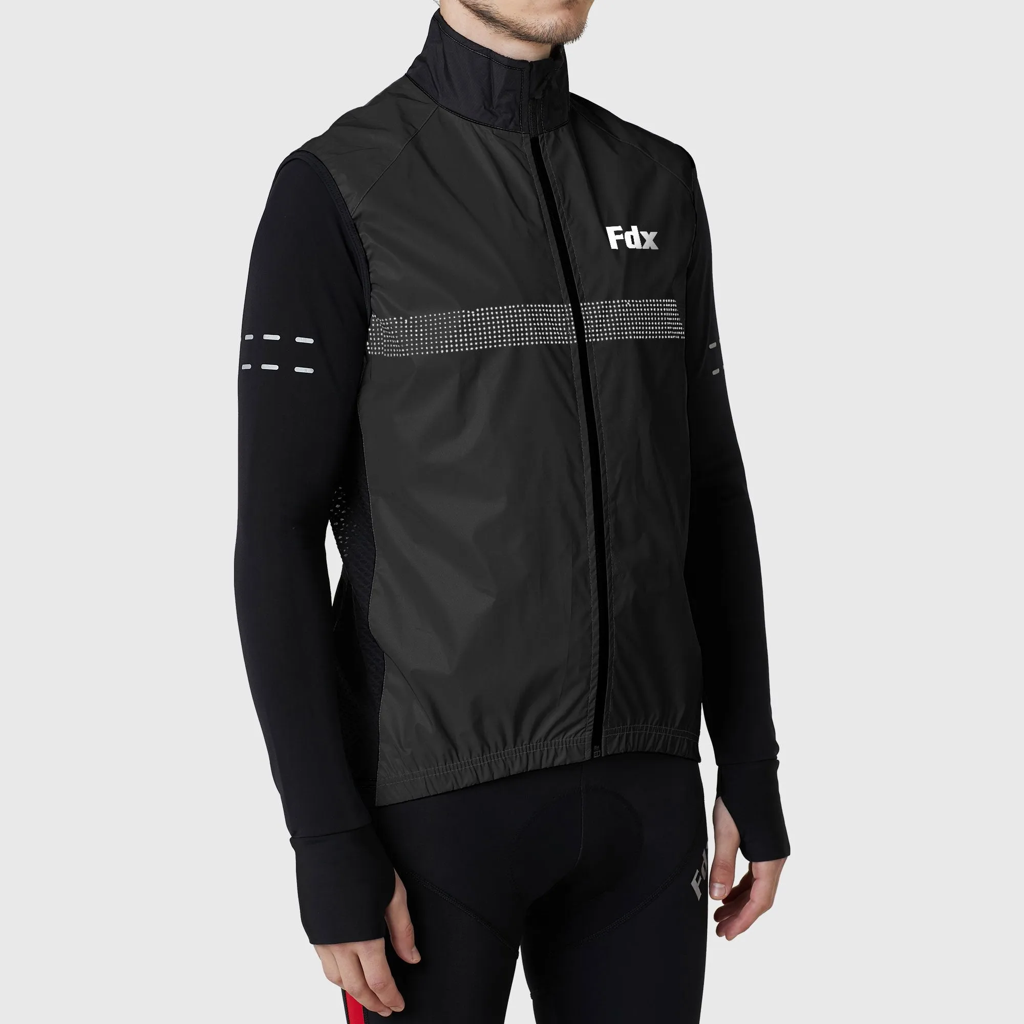 Fdx 360 Hi-Vis Reflective Black Men's Gilet for Cycling & Running