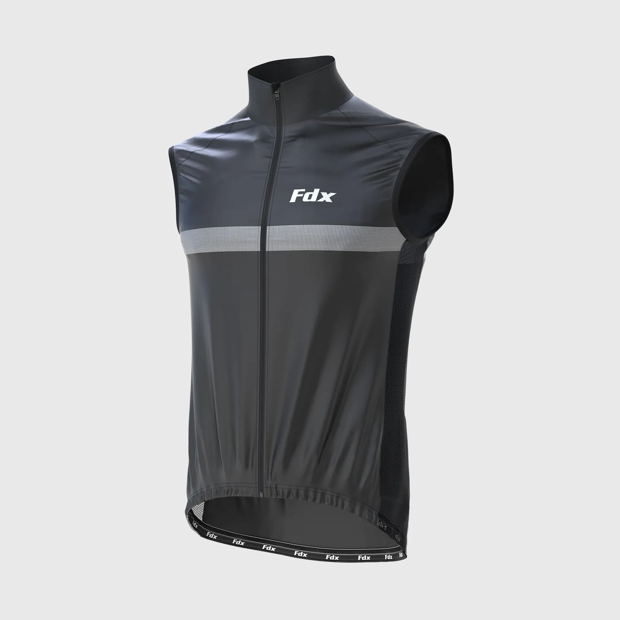 Fdx 360 Hi-Vis Reflective Black Men's Gilet for Cycling & Running
