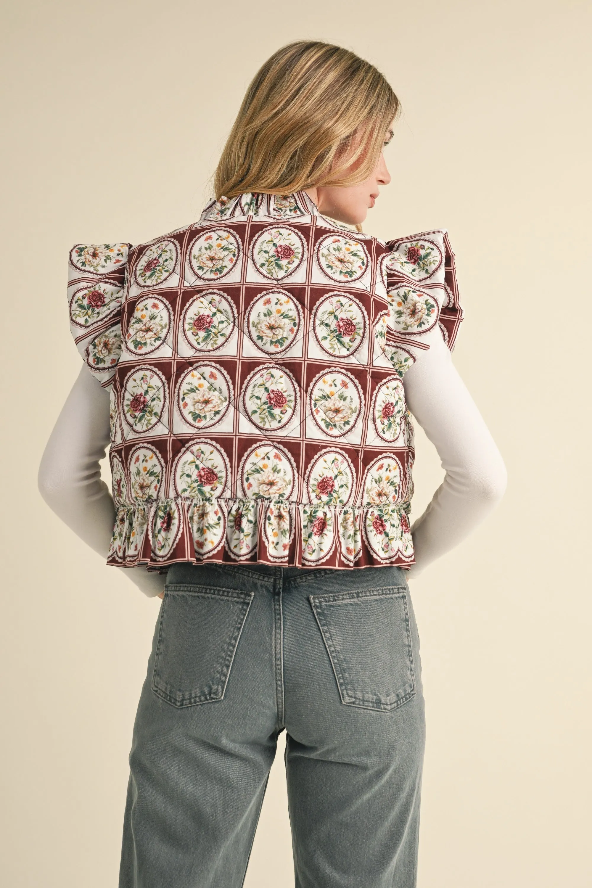 Festive Floral Quilted Vest
