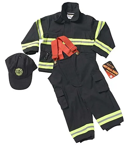 Fire Fighter Suit Seattle with Cap, Black/Green