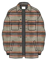 Freestyle Sherpa-Lined Overshirt - Grey Marl Stripe
