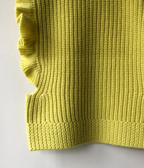 FUMIKA_UCHIDA/3G Mix Shetland/OVER FRILL VEST(BANANA/size36)