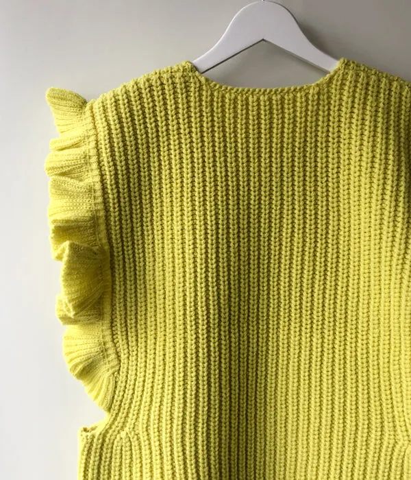 FUMIKA_UCHIDA/3G Mix Shetland/OVER FRILL VEST(BANANA/size36)