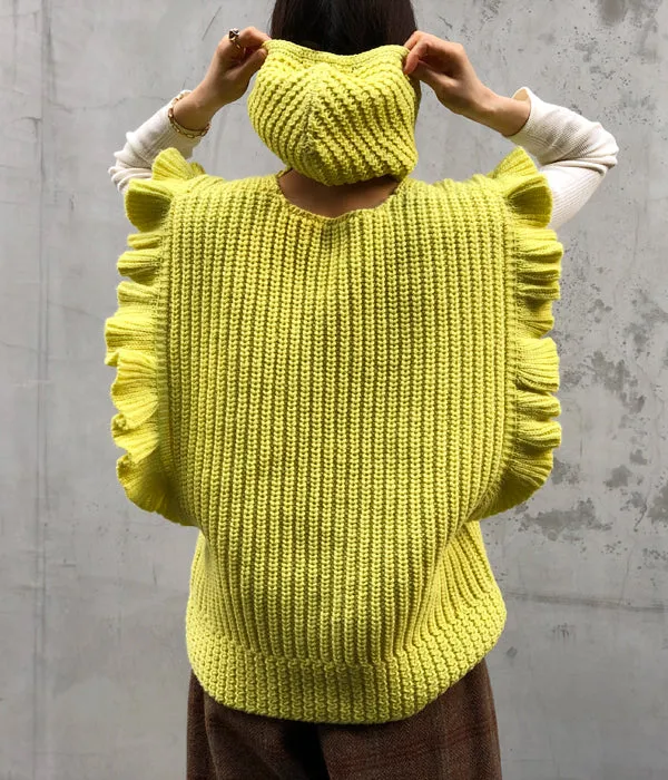 FUMIKA_UCHIDA/3G Mix Shetland/OVER FRILL VEST(BANANA/size36)