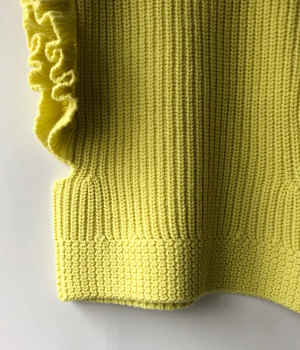 FUMIKA_UCHIDA/3G Mix Shetland/OVER FRILL VEST(BANANA/size36)