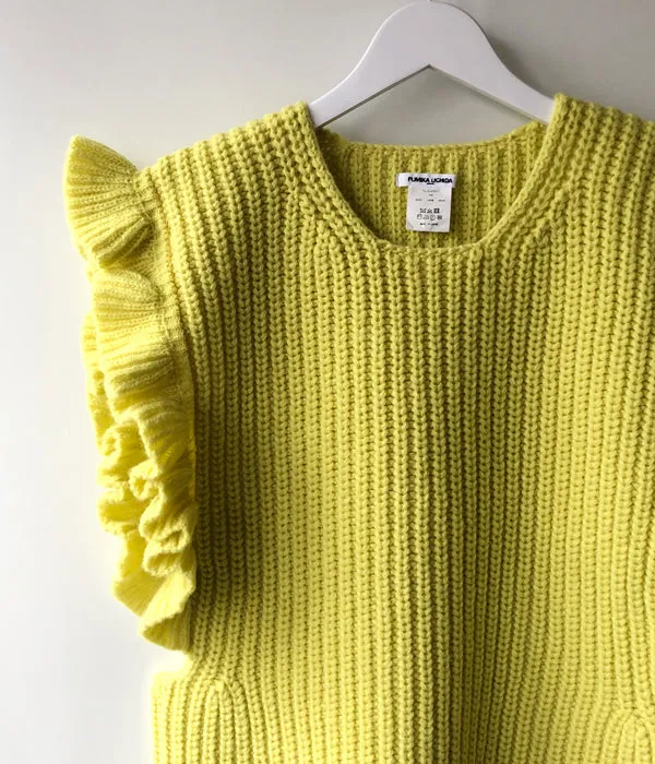 FUMIKA_UCHIDA/3G Mix Shetland/OVER FRILL VEST(BANANA/size36)