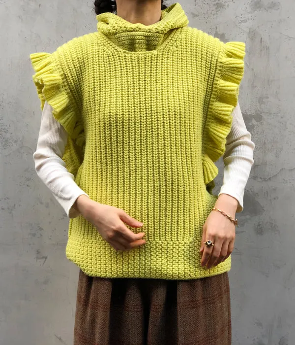FUMIKA_UCHIDA/3G Mix Shetland/OVER FRILL VEST(BANANA/size36)