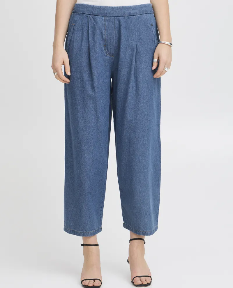 Ichi Archer Washed Blue Denim Trousers