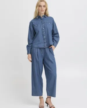 Ichi Archer Washed Blue Denim Trousers
