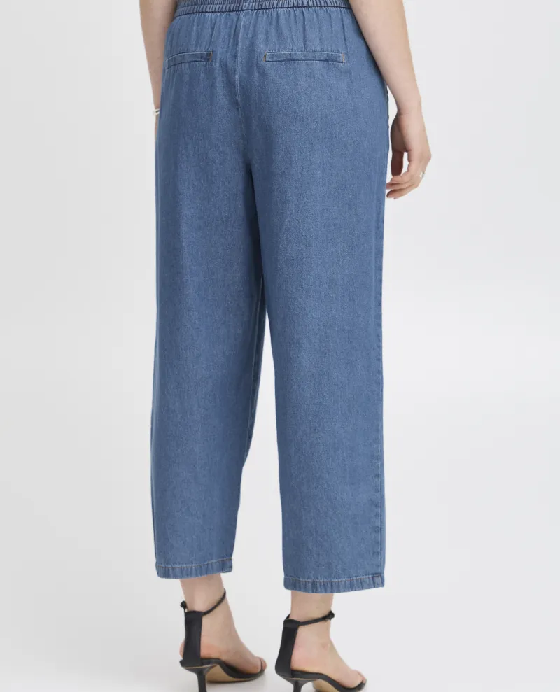 Ichi Archer Washed Blue Denim Trousers