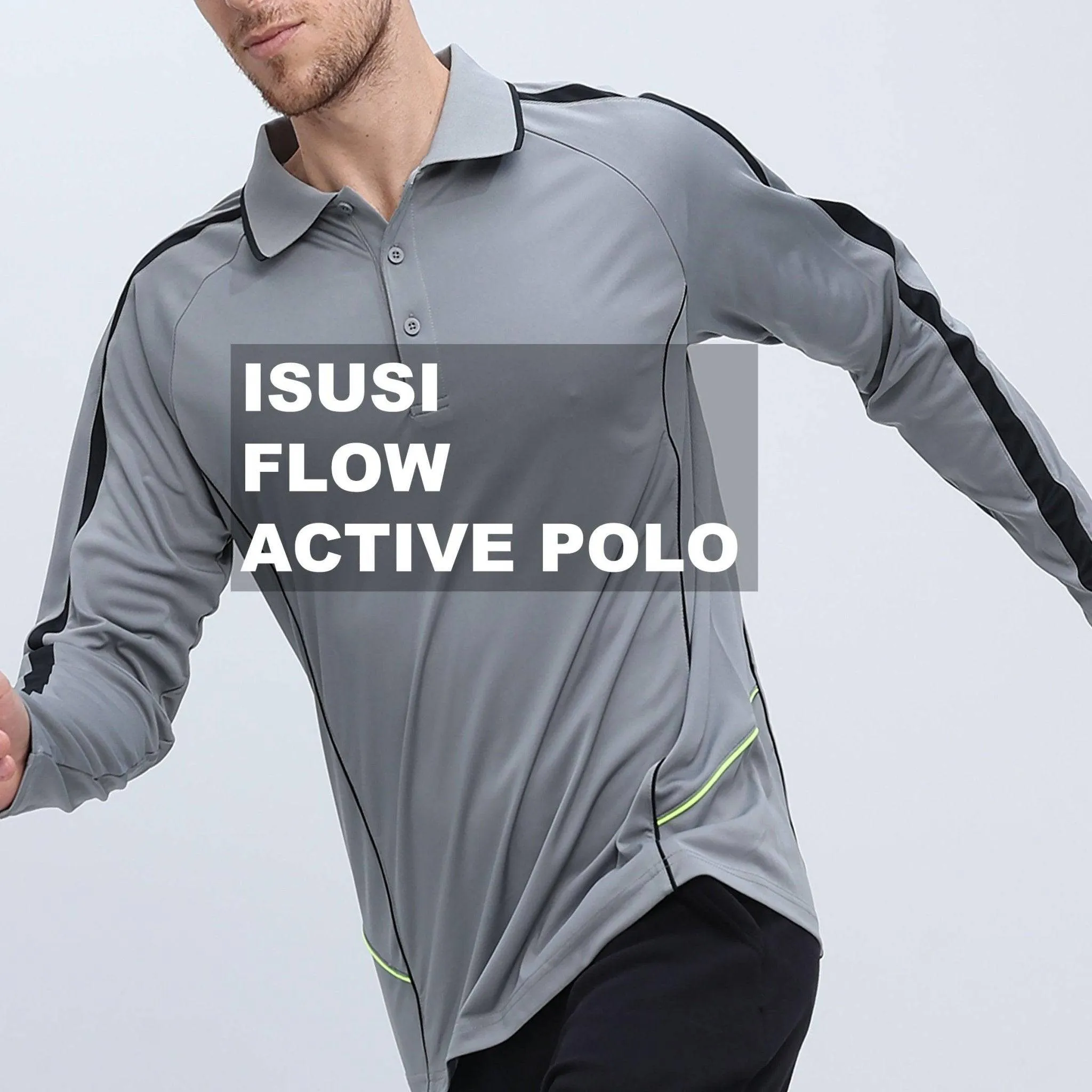 ISUSI Flow Mens Polo Shirts, Long Sleeve
