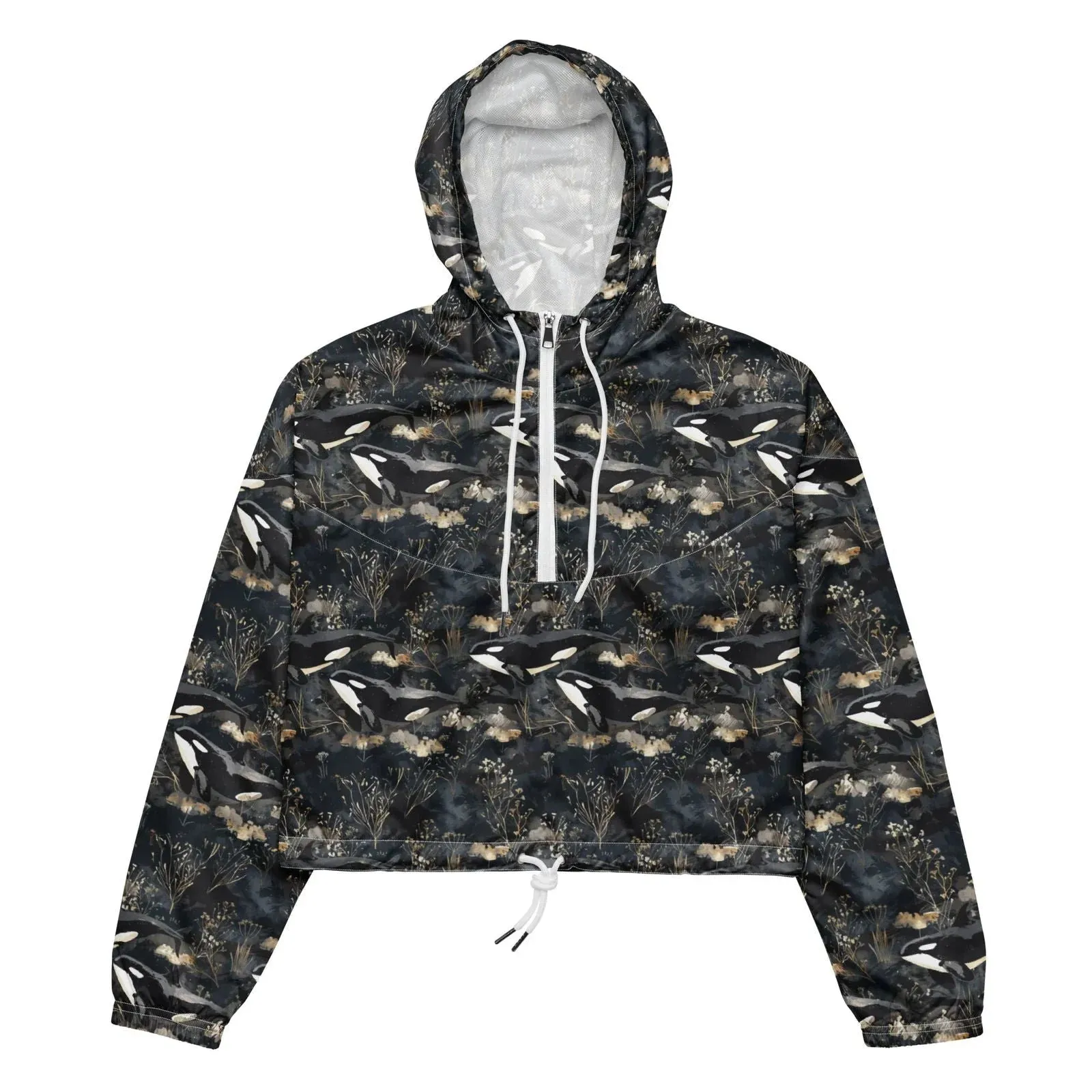 Midnight Orca Womens cropped Windbreaker
