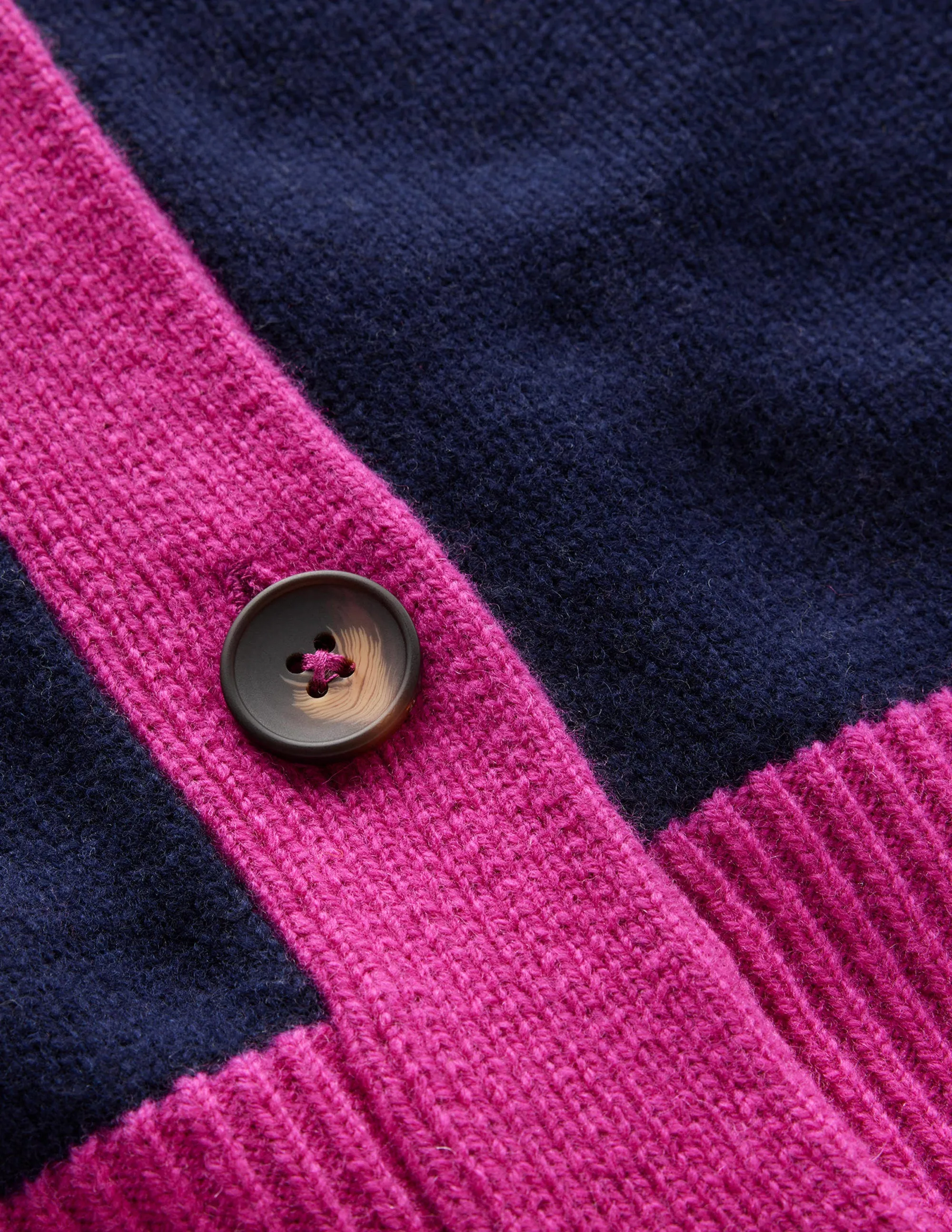 Olivia Merino Cardigan-French Navy Colourblock