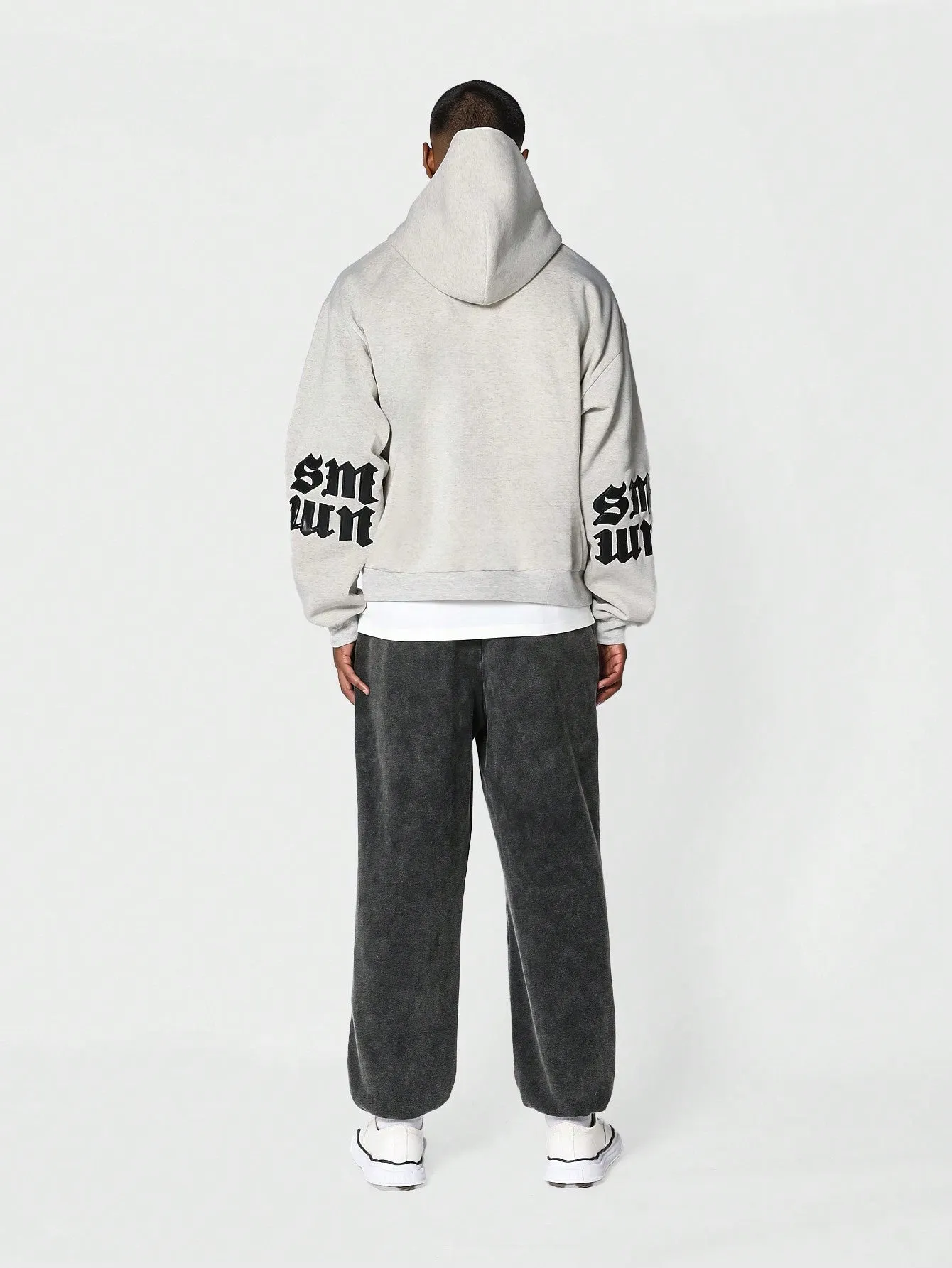 Regular Fit Overhead Hoodie With Applique Elbow