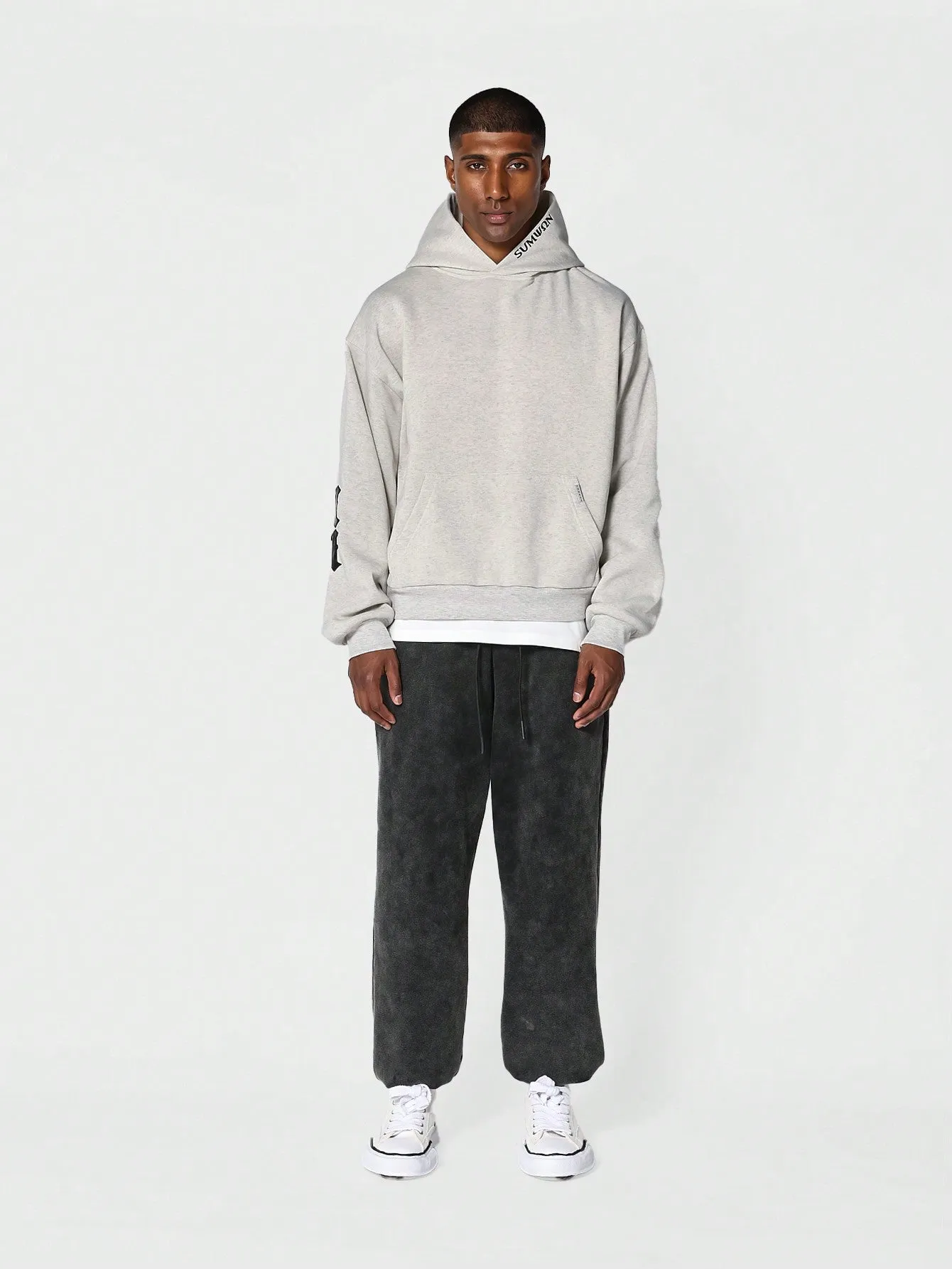 Regular Fit Overhead Hoodie With Applique Elbow