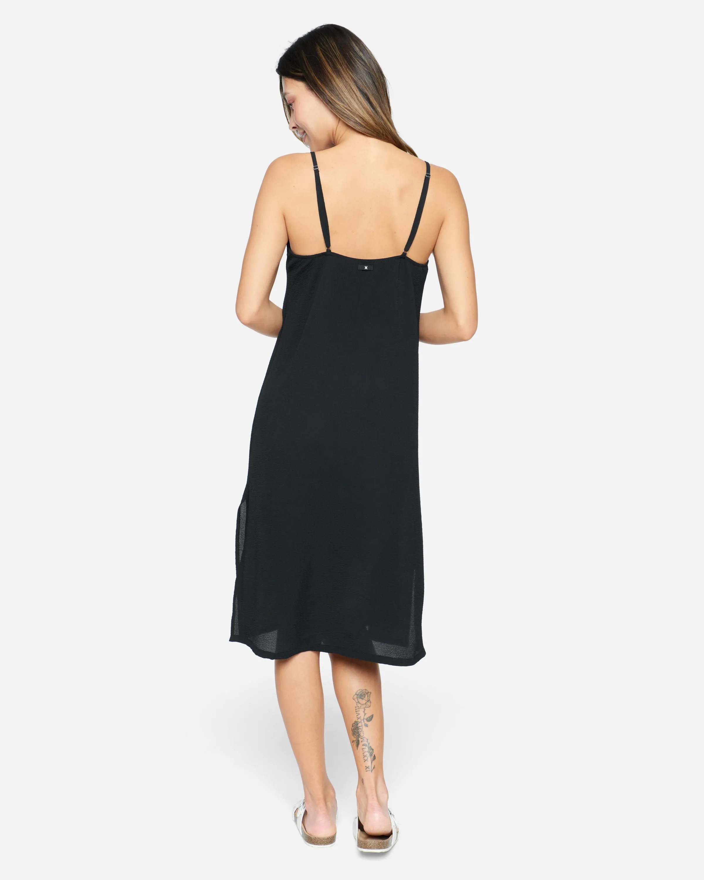 Solid Button Front Midi Dress
