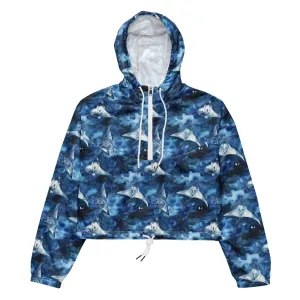 Starry Manta Ray Womens cropped Windbreaker
