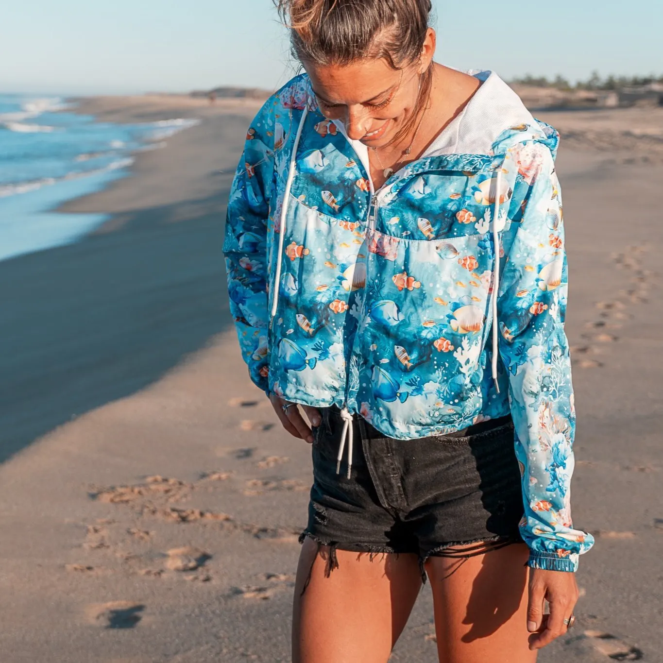 Tropical Reef Fish Womens cropped Windbreaker
