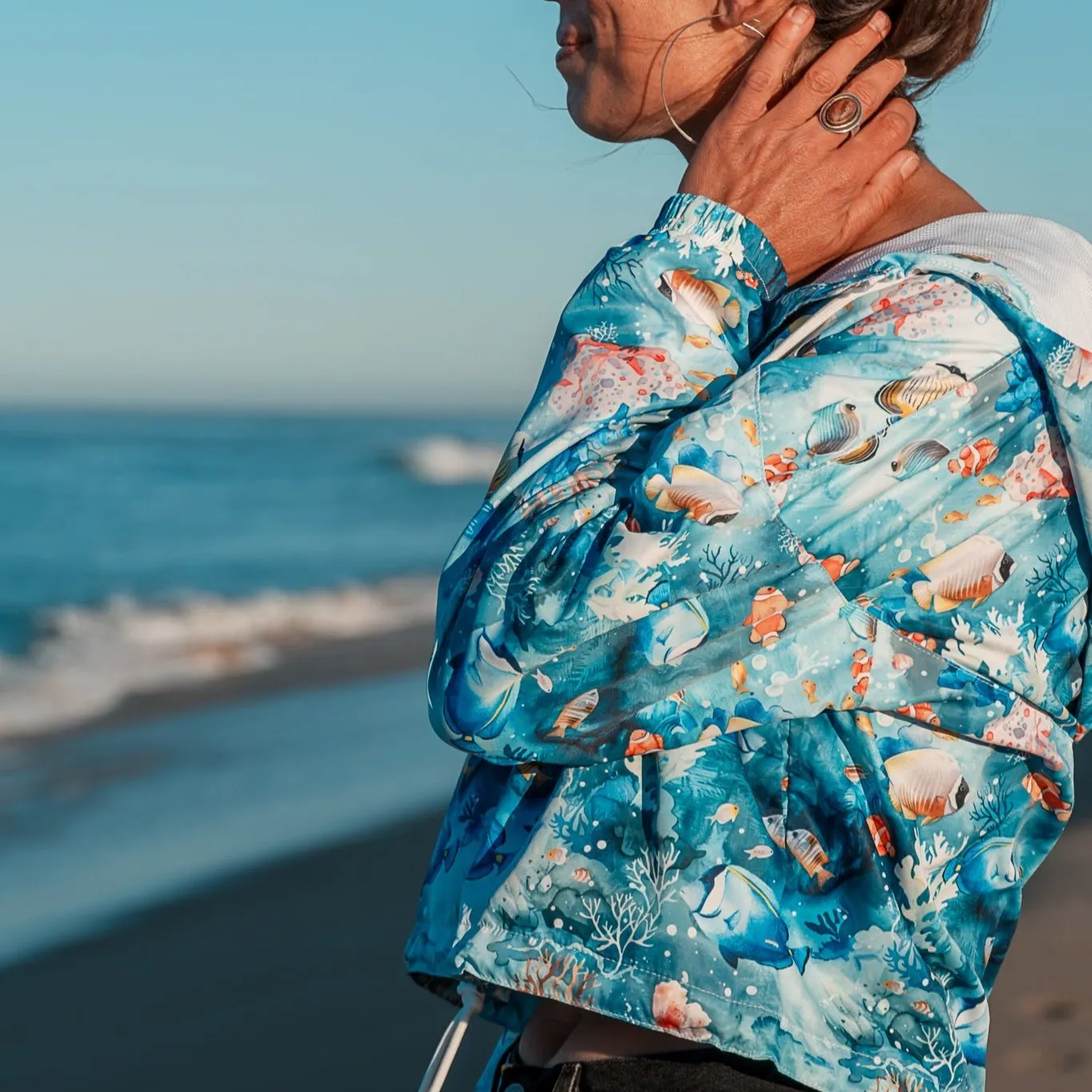 Tropical Reef Fish Womens cropped Windbreaker