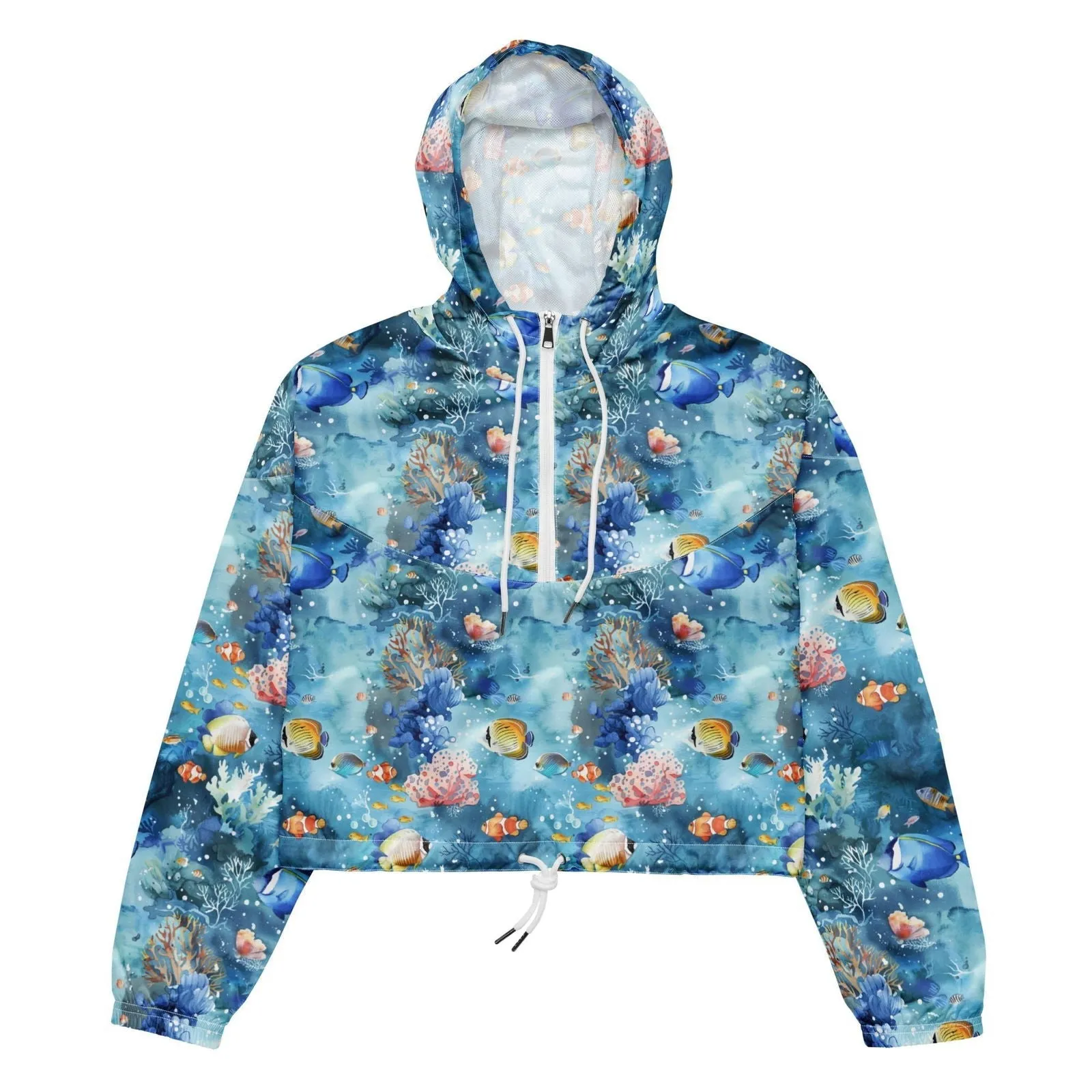 Tropical Reef Fish Womens cropped Windbreaker