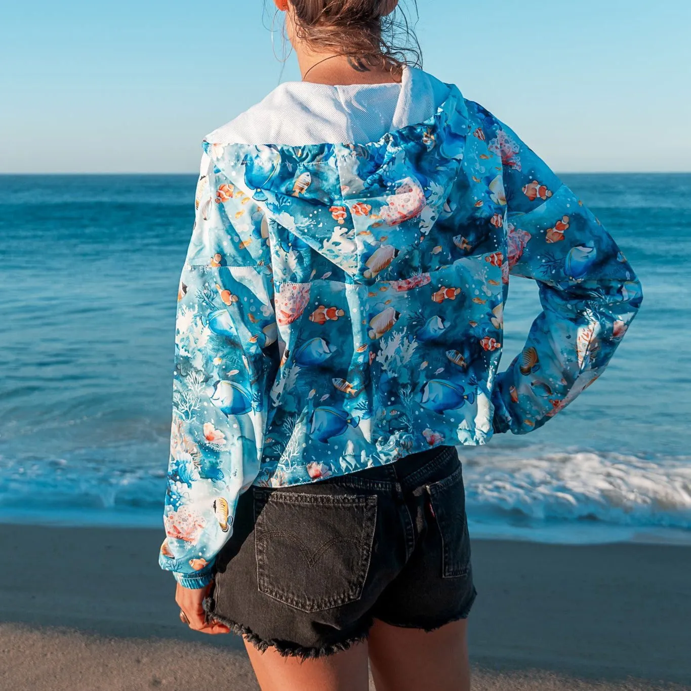 Tropical Reef Fish Womens cropped Windbreaker