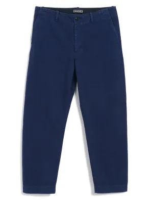 TRYGVE | Wide Cut Cropped Trousers | Work Blue
