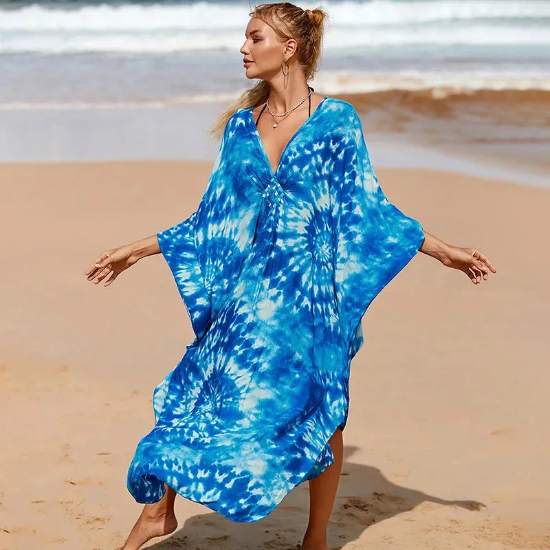 Uniwim Kaftan Dresses Cover Up for Swimwear Women Plus Size Animal Print Caftan Resort Dress