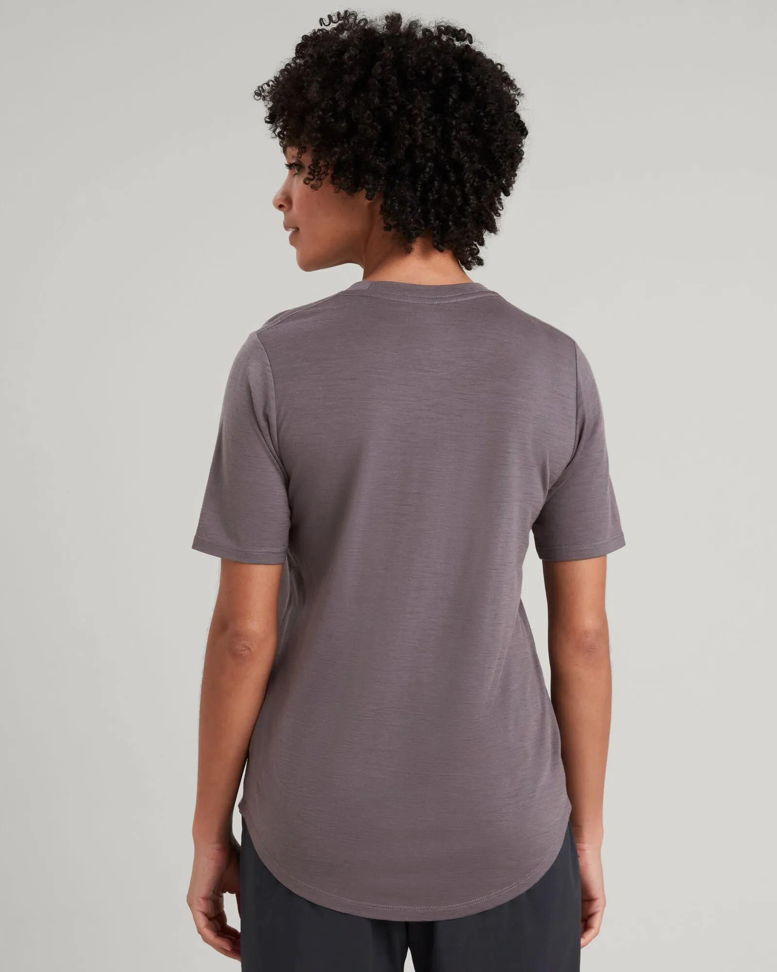 Women's 100% Merino Short Sleeve Crew Top - Light Quartz