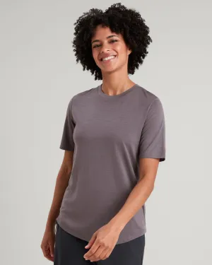 Women's 100% Merino Short Sleeve Crew Top - Light Quartz