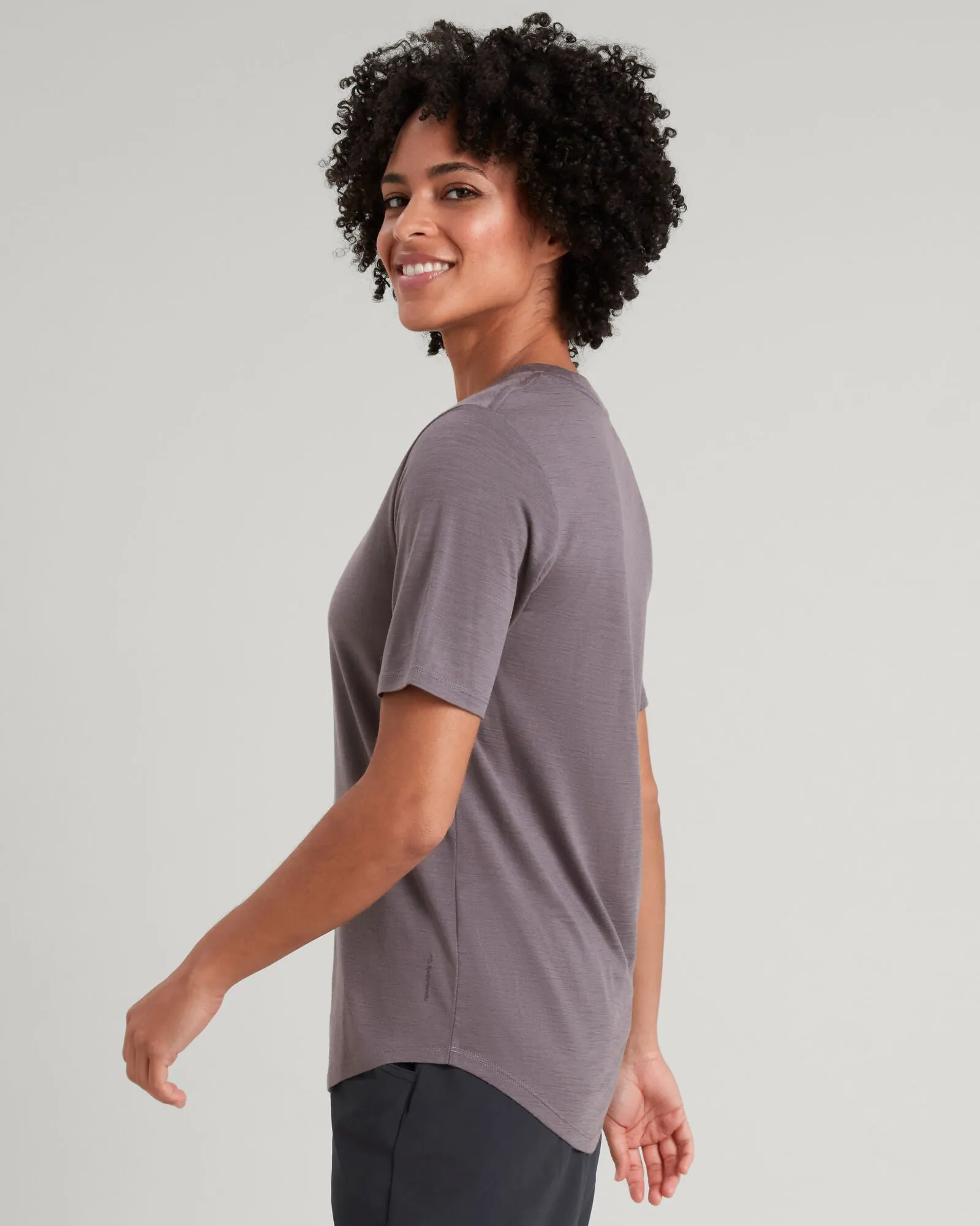 Women's 100% Merino Short Sleeve Crew Top - Light Quartz